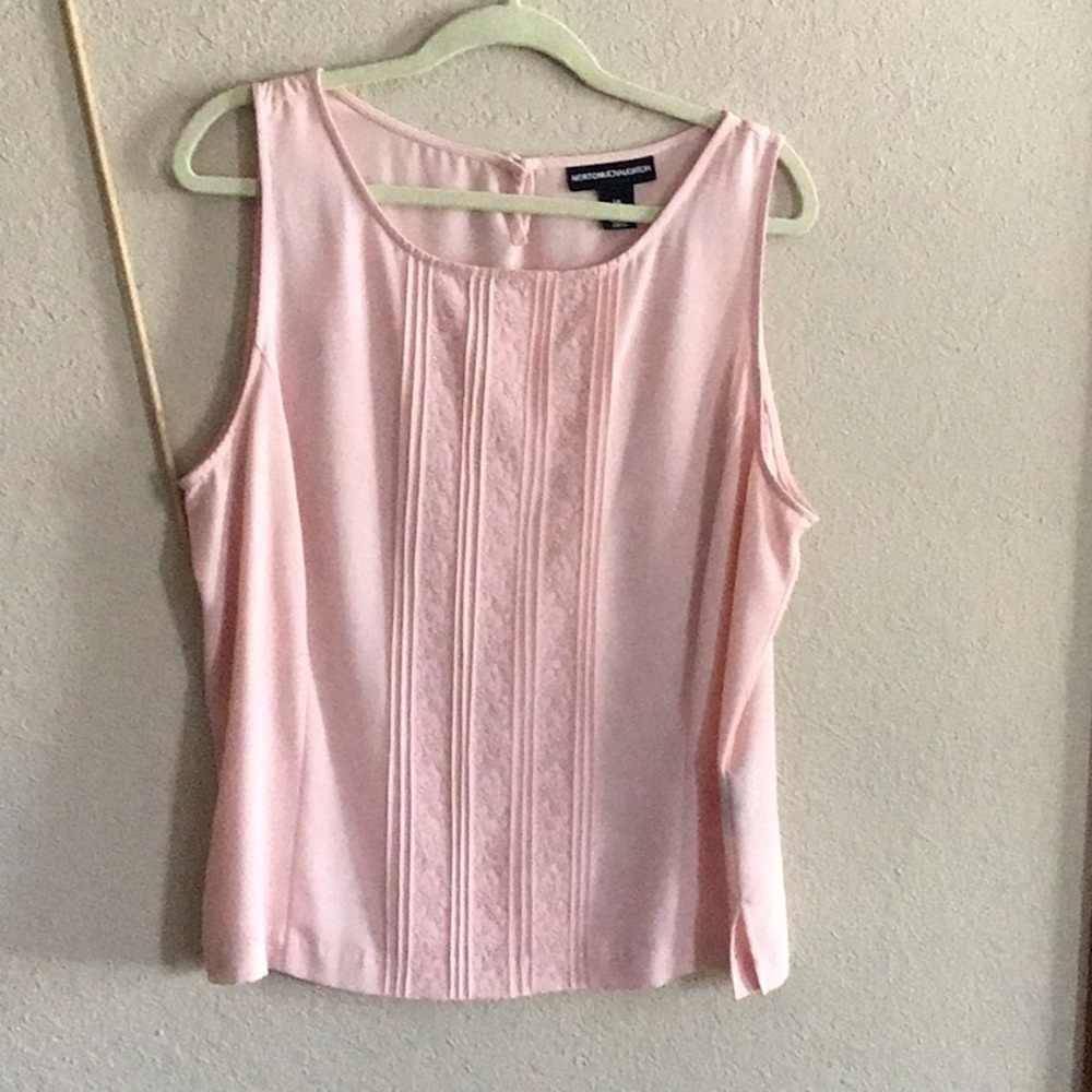 Pink dress tank w/embroidered detail, 16